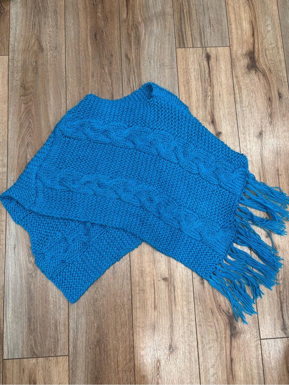 Blue Crochet Fringe Poncho by Max Studio